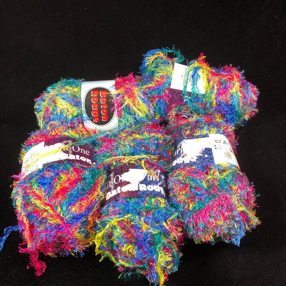 5 skeins Baton Rouge  eyelash multicolor Yarn 100% Nylon 153yd 1.75oz England